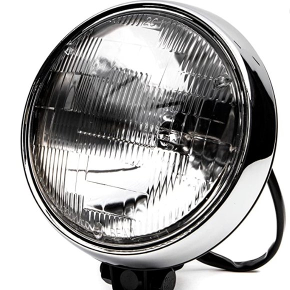 6" Black w/Chrome Ring Motorcycle Headlight Bottom Mount Running Light Hi/Lo - Picture 1 of 4